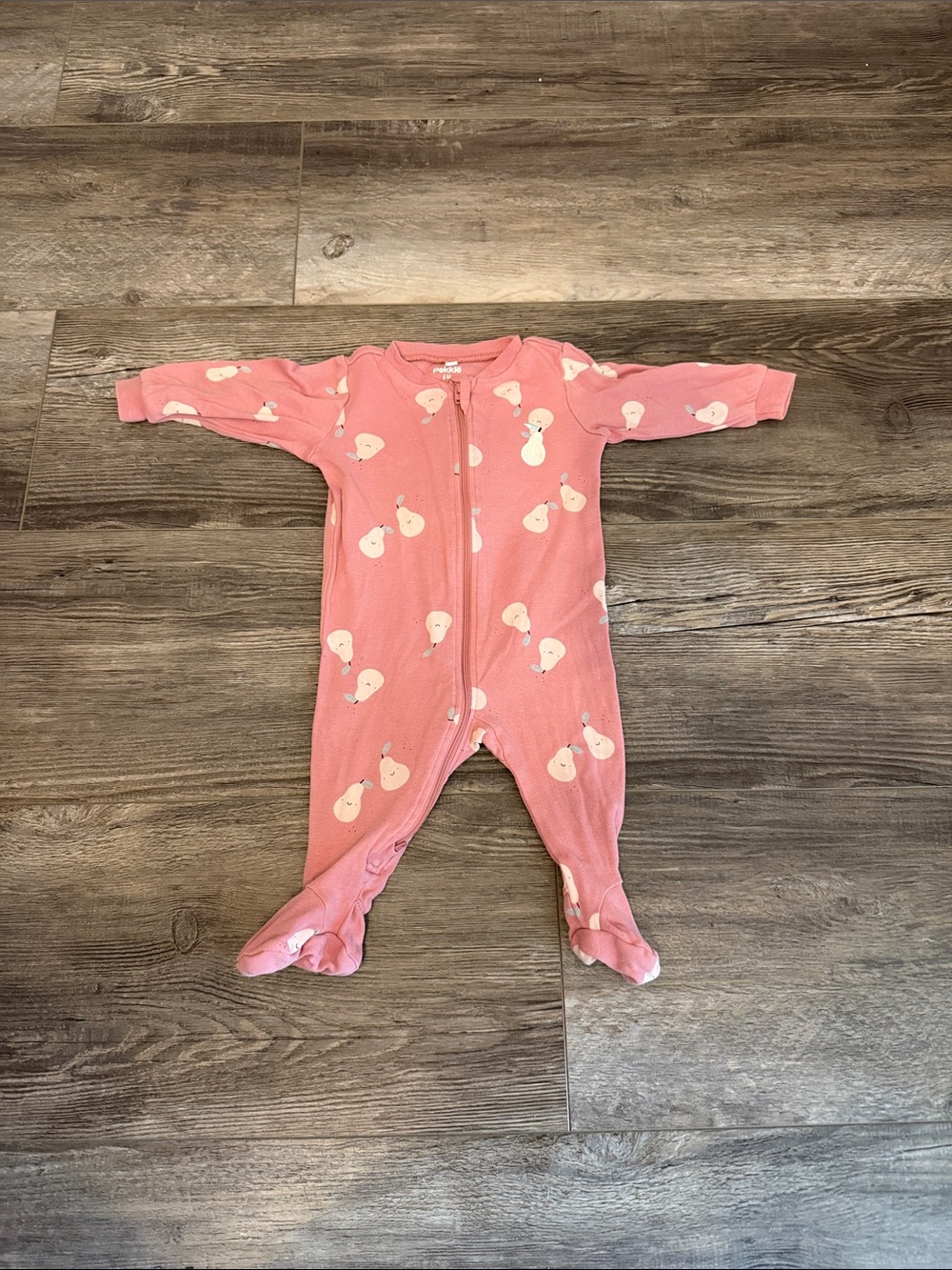 Pekkle Kids Pink Pear-Print Footed One-Piece